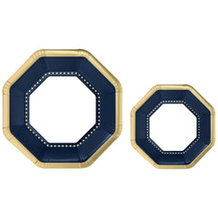 Premium True Navy Octagonal Paper Plates Multipack | 120 10 In. + 120 7.5 In.