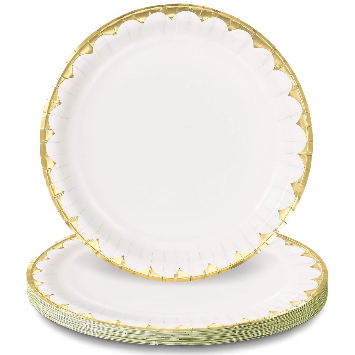 Elegant White 10-inch Round Paper Plates, 8-ct - Pack of 12
