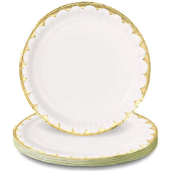 Elegant White 10-inch Round Paper Plates, 8-ct - Pack of 12