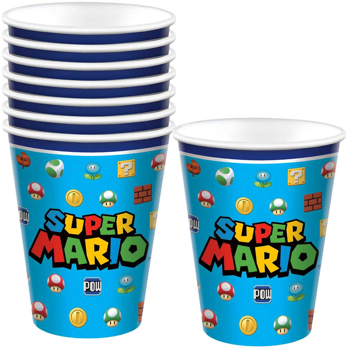 Super Mario 9 oz Paper Cups - Set of 8 - Case of 72