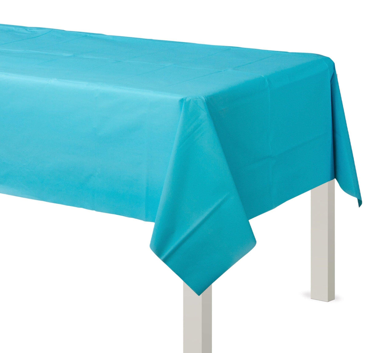 Caribbean Blue Plastic Table Cover, 54 x 108 - Pack of 12