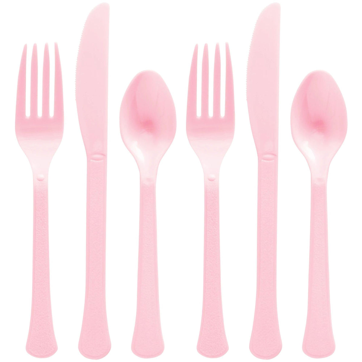 New Pink Heavy-Duty Plastic Cutlery Set - 24 Count - Pack of 2