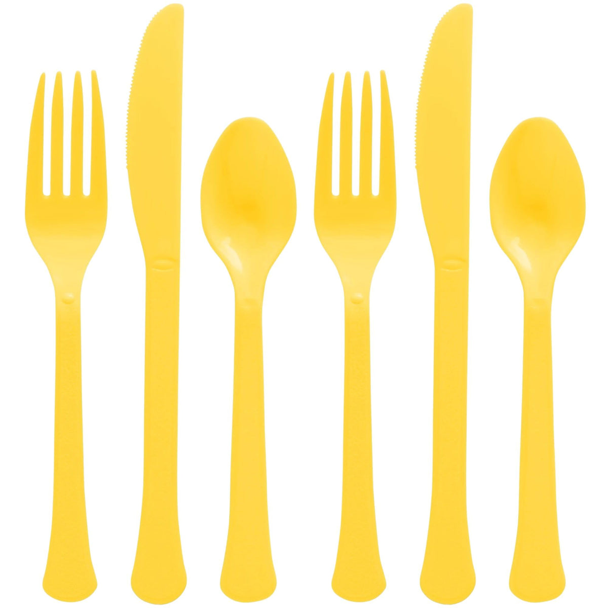 Yellow Sunshine Assorted Plastic Cutlery Set - Case of 6