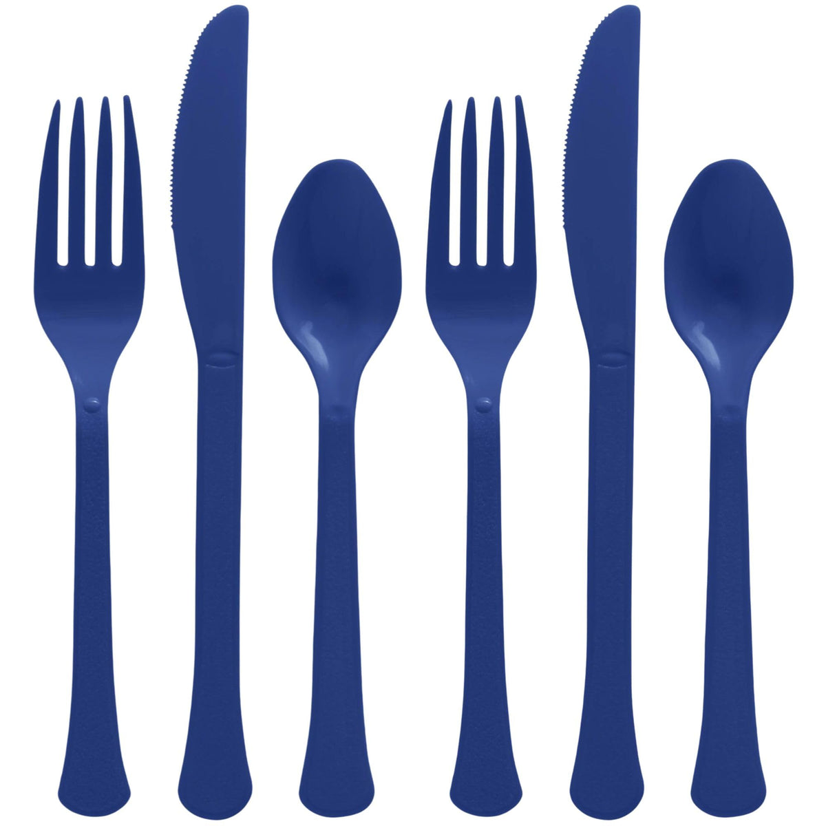 True Navy Plastic Cutlery Set - Assorted - Case of 6