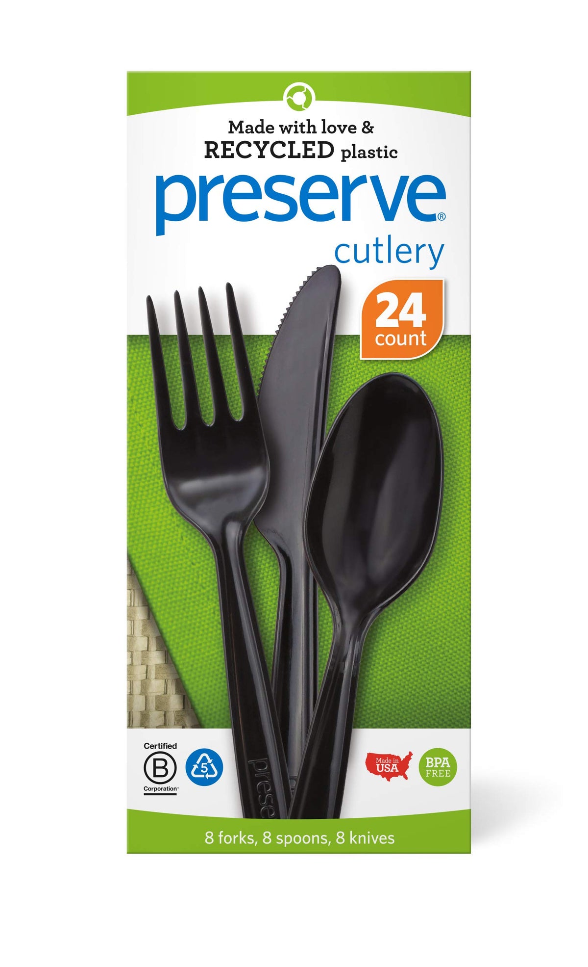 Black Assorted Cutlery Set - 24 Count - Pack of 2