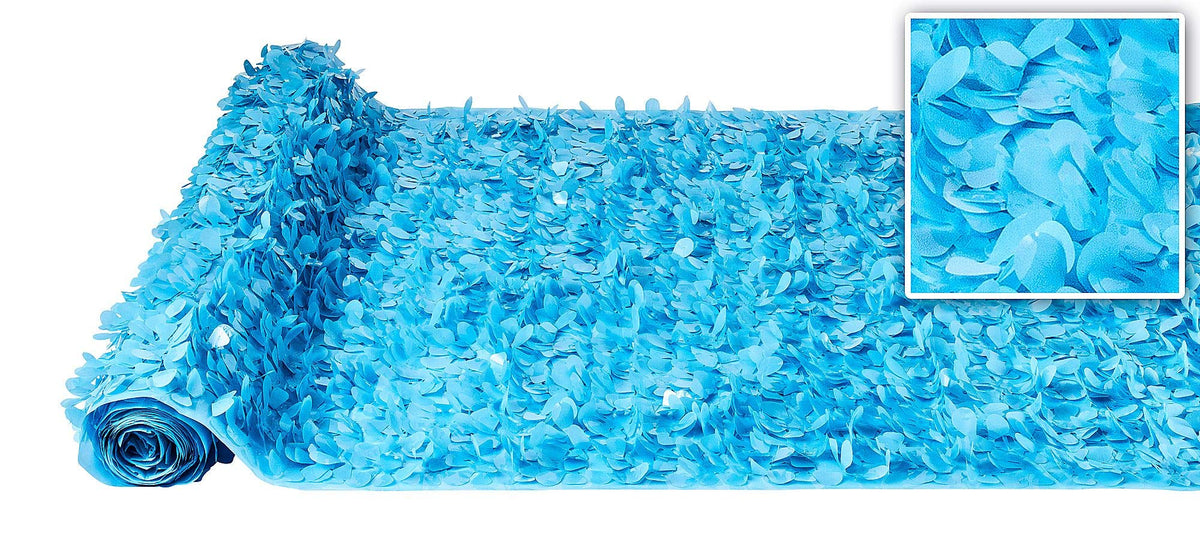 Metallic Blue Floral Vinyl Curtain - 15FT - Case of 10