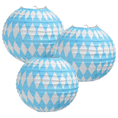 Blue and White Paper Lanterns - Set of 3 - Pack of 2
