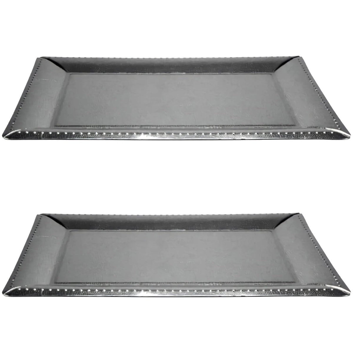 Silver Plastic Serving Trays - Set of 2, 16-Inch - Pack of 4