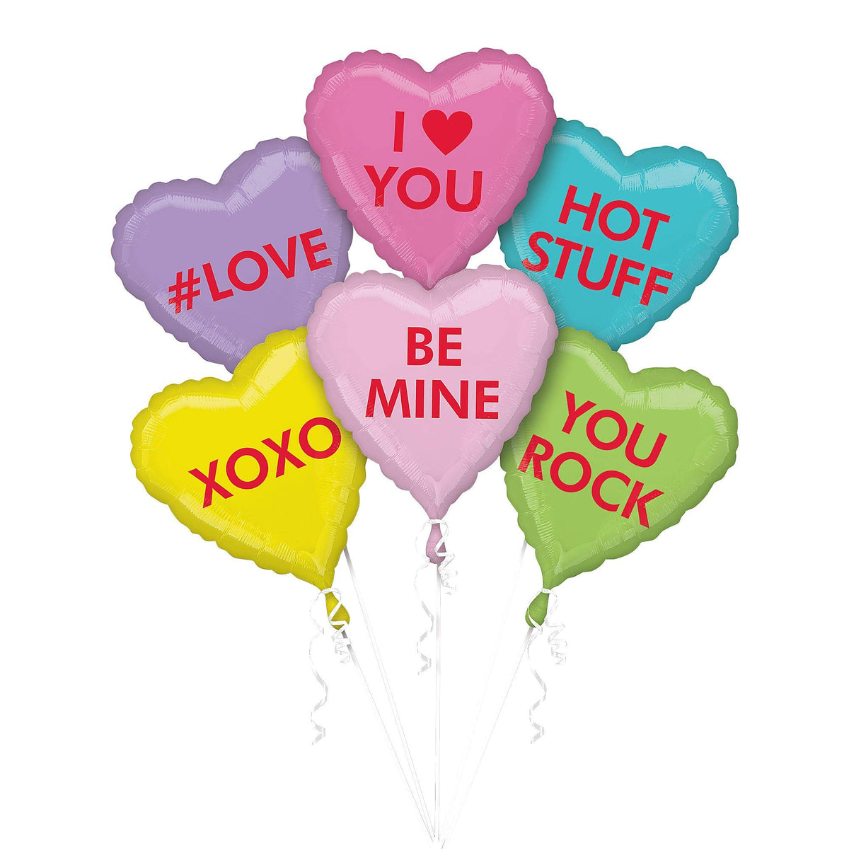 Valentine's Day Candy Heart Foil Balloons - 6-ct - Case of 24
