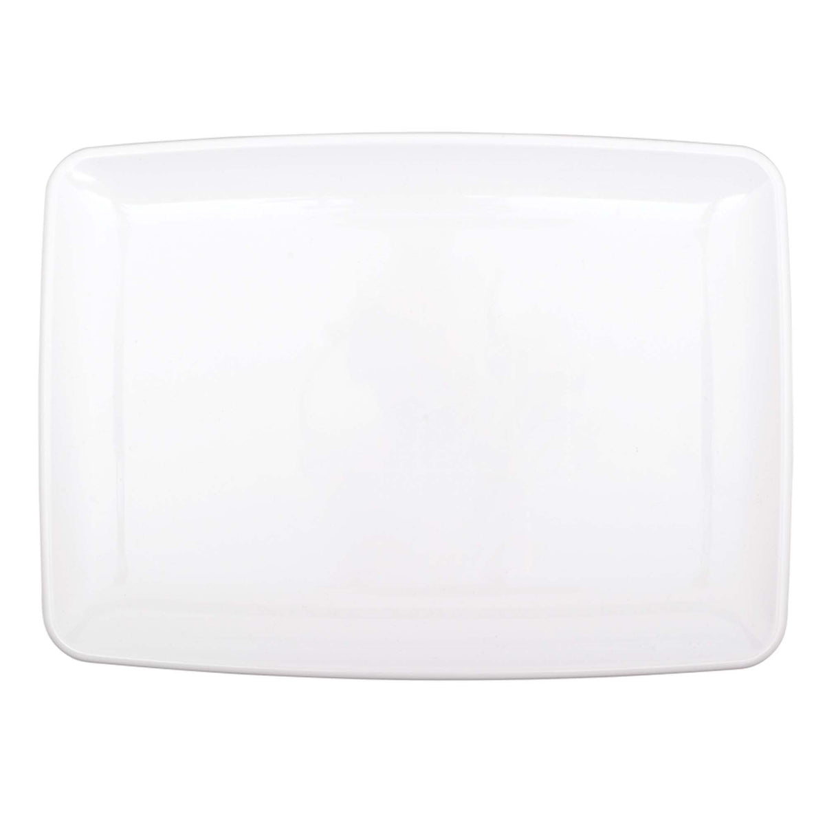 Rectangle Plastic Reusable Serving Platter, White, 11-in - Pack of 12