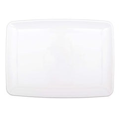 Rectangle Plastic Reusable Serving Platter, White, 11-in - Pack of 12