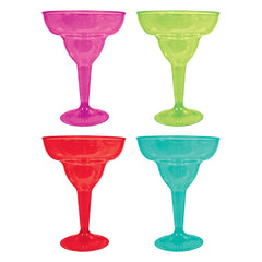 Plastic Reusable Margarita Glasses, Pink, 10-oz, 20-ct - Case of 6