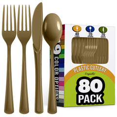 Heavyweight Assorted Metallic Gold Cutlery Set - Case of 24
