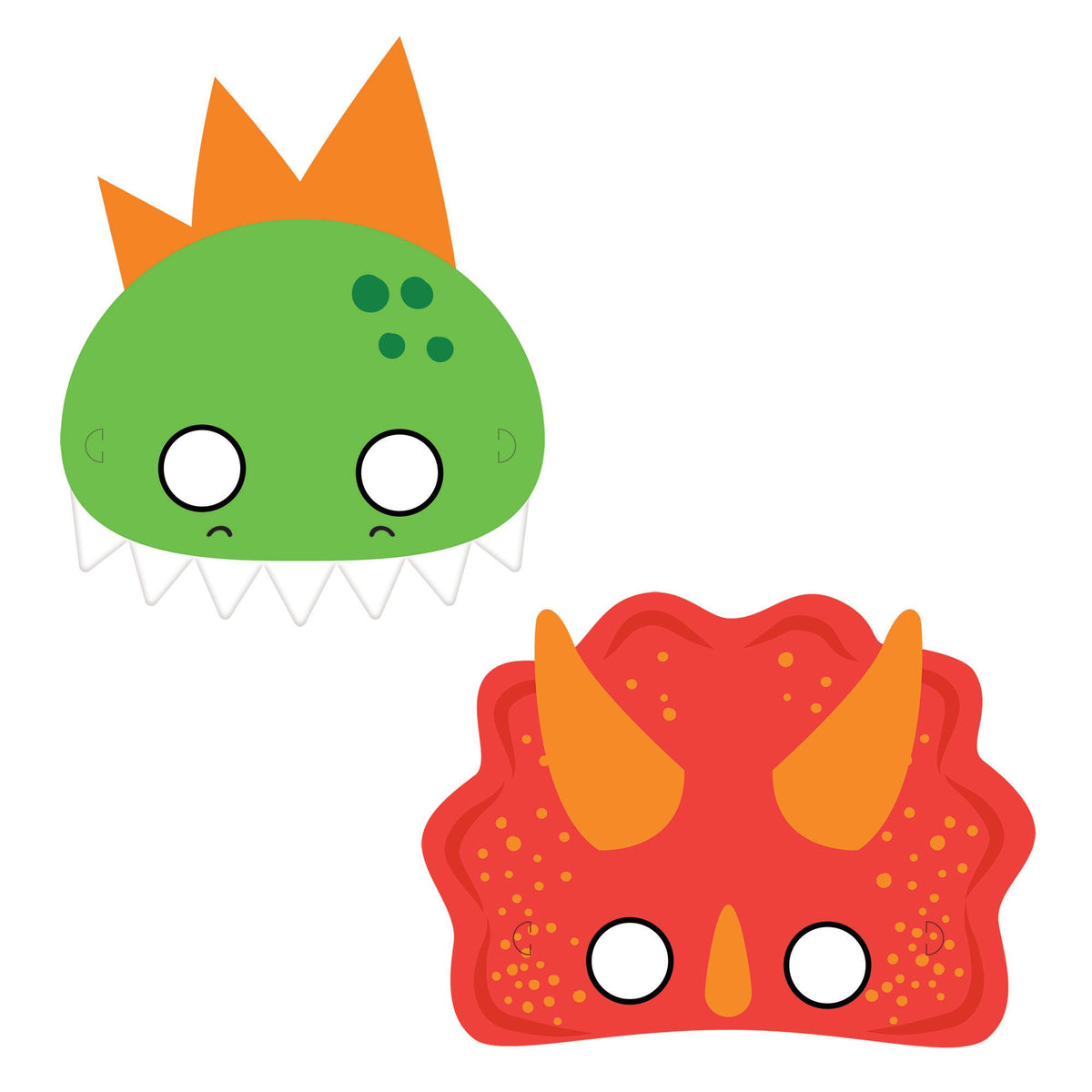 Dino-Mite Dinosaur Half Face Paper Masks, One Size, 8-pk, Green/Red - Pack of 2