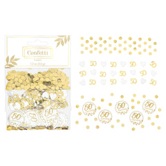 50th Anniversary Confetti, Gold/White, 1.2-ounce - Pack of 12