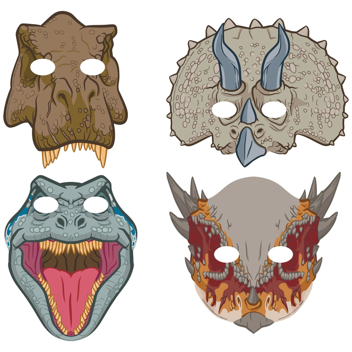 Jurassic World Dinosaur Paper Face Masks, One Size, 8-pk - Pack of 2