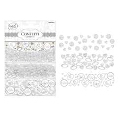 I Do Hearts/Rings/Circles Confetti, Silver, 1.2-oz - Case of 72