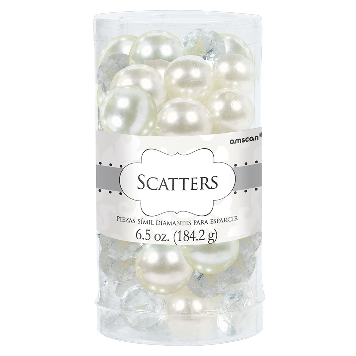 Pearl & Diamond Table Scatter Confetti, White/Clear, 63-ct - Pack of 6