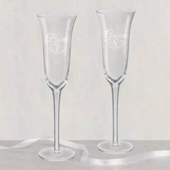 Bride & Groom Toasting Glasses, Clear, 7.4-oz, 2-pk