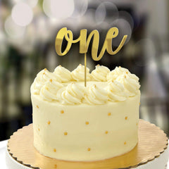 First Birthday "One" Cake Topper, Foil, Gold, 7-inch