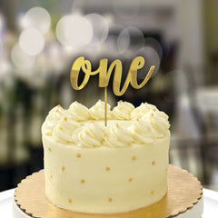 First Birthday "One" Cake Topper, Foil, Gold, 7-inch
