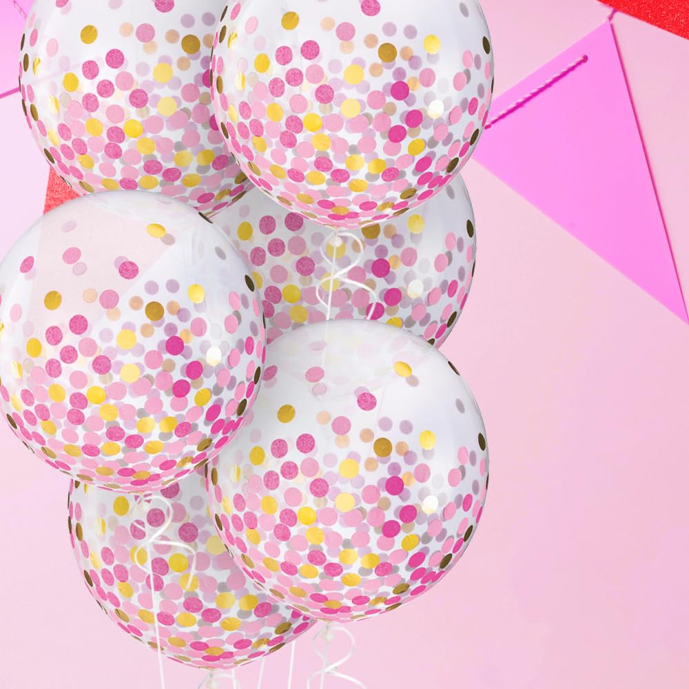 Confetti Latex Balloons, Gold/Pink, 24-inch, 2-pk