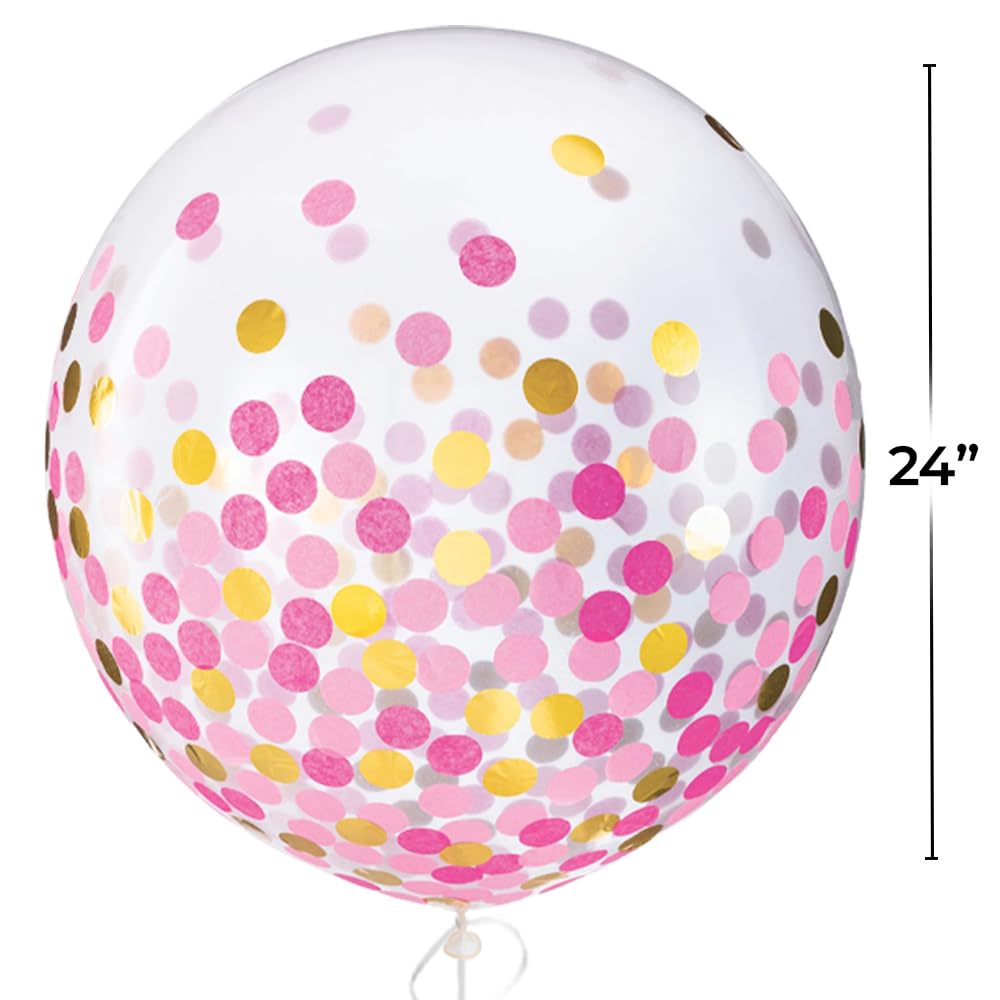 Confetti Latex Balloons, Gold/Pink, 24-inch, 2-pk