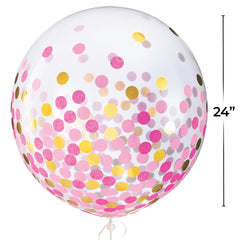 Confetti Latex Balloons, Gold/Pink, 24-inch, 2-pk