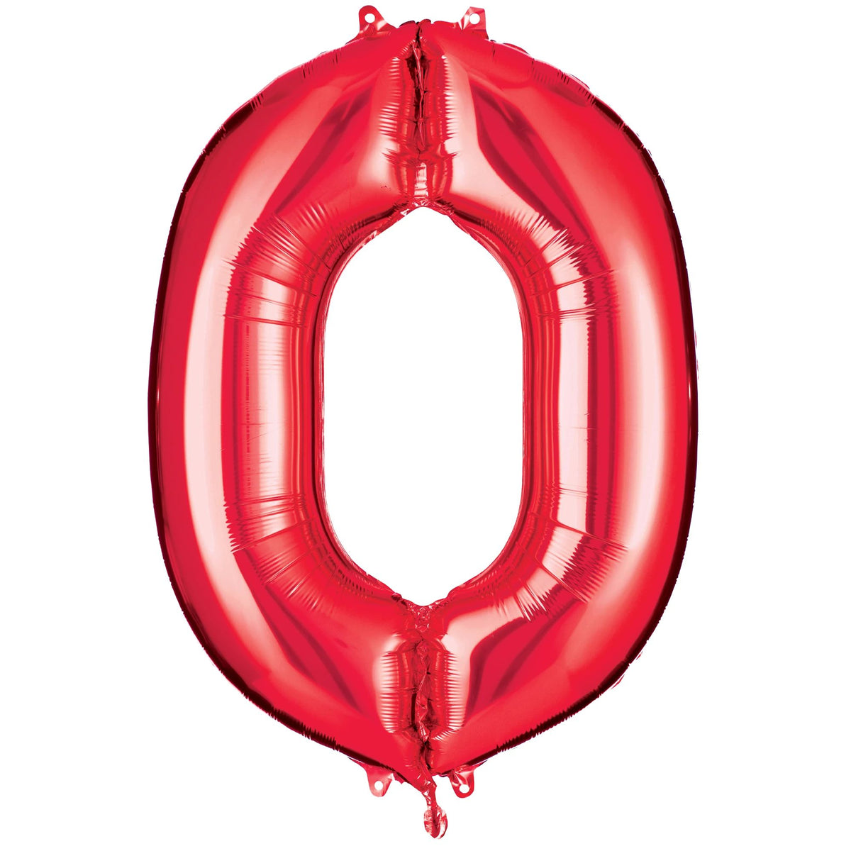 Large Red Number 0 Metallic Foil Balloon