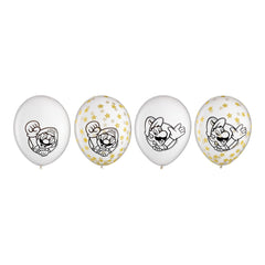 Nintendo Super Mario Bros Confetti Latex Balloons, Black/Gold, 12 inch, 6-pk