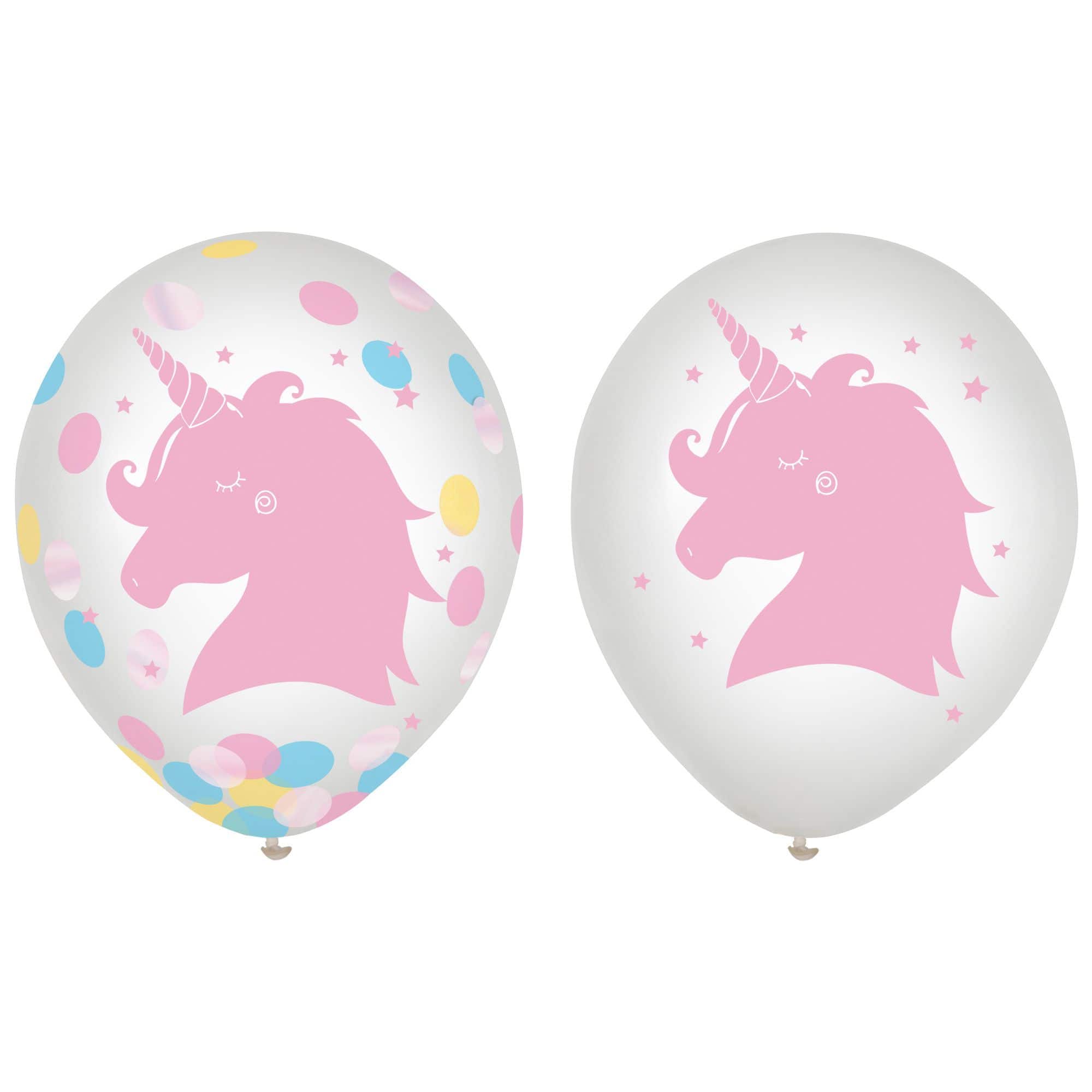 Unicorn Confetti Latex Balloons, Pink, 12-inch, 6-pk