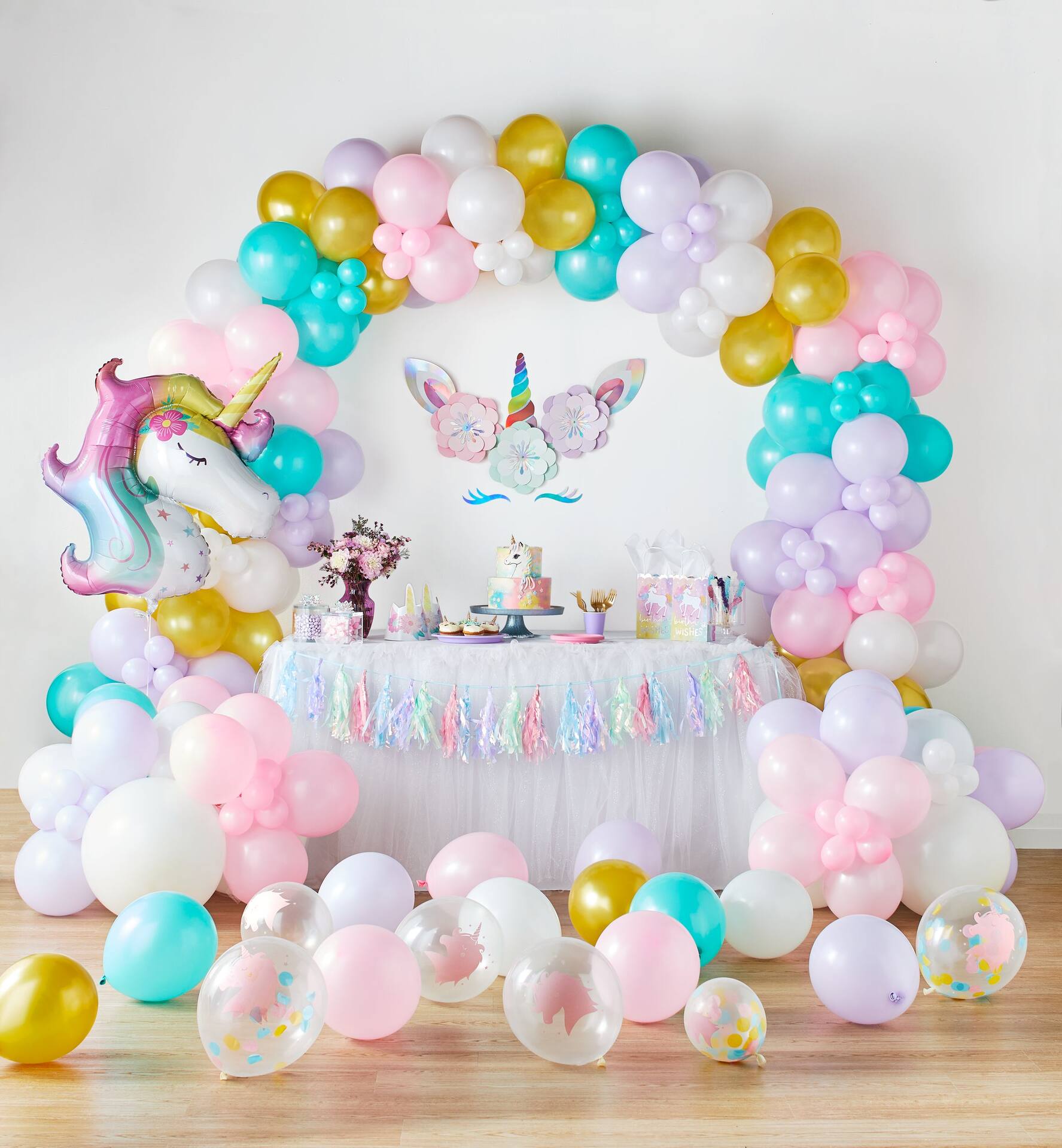 Unicorn Confetti Latex Balloons, Pink, 12-inch, 6-pk
