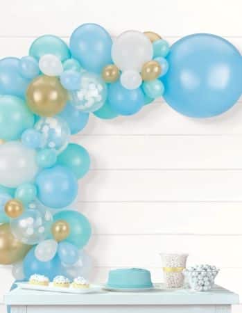 Confetti Latex Balloon Garland Arch Kit, Blue/Gold/White