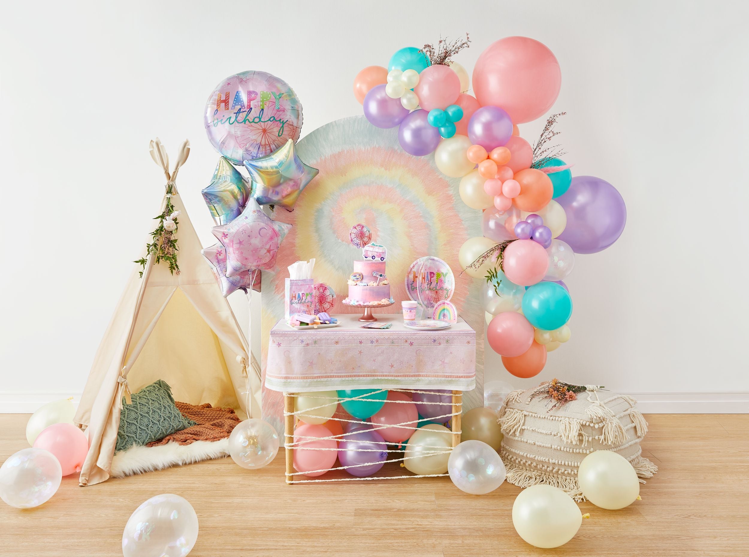Latex Balloon Garland Arch Kit, Pink/Blue/Orange