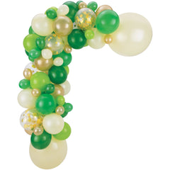 Round Transparent Confetti Latex Balloon Garland Kit, Green/White/Gold