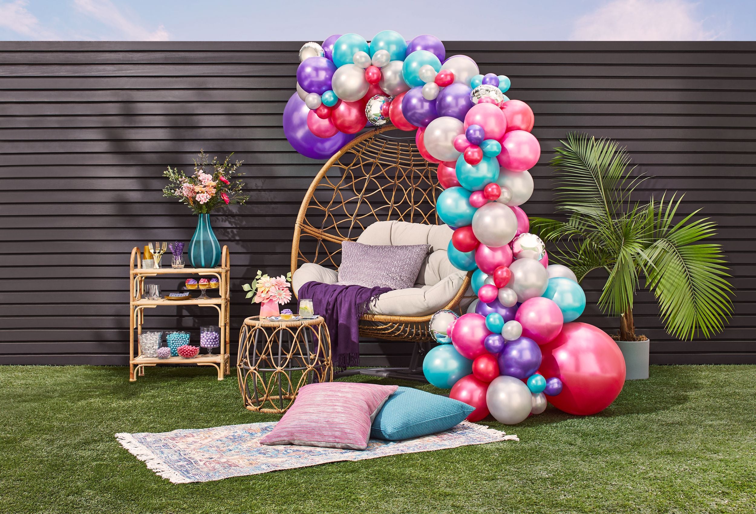 Latex & Foil Balloon Garland Arch Kit, Pink/Purple/Silver/Blue
