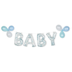 Baby Letters Transparent Confetti Foil Balloon Banner, 8.5-in