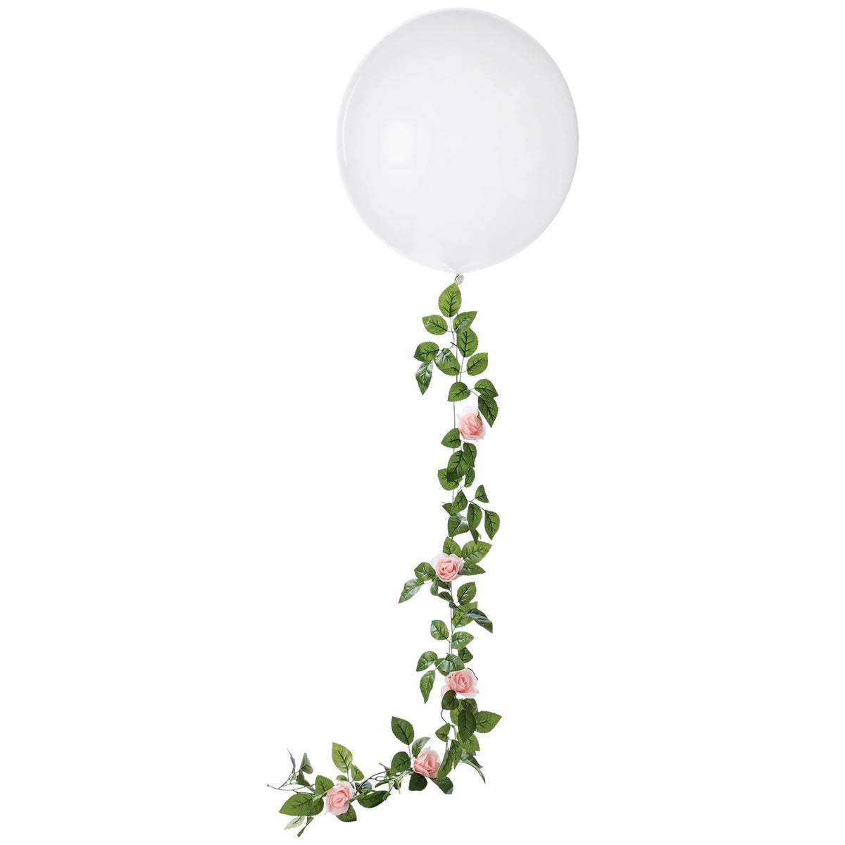 Pink Floral Balloon Tail, Greenery Leaves, 6-foot, with 24-inch Balloon