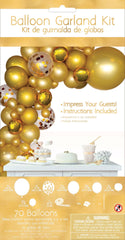 Round Confetti Latex Balloon Garland Kit, Gold/Silver/White, 70-piece