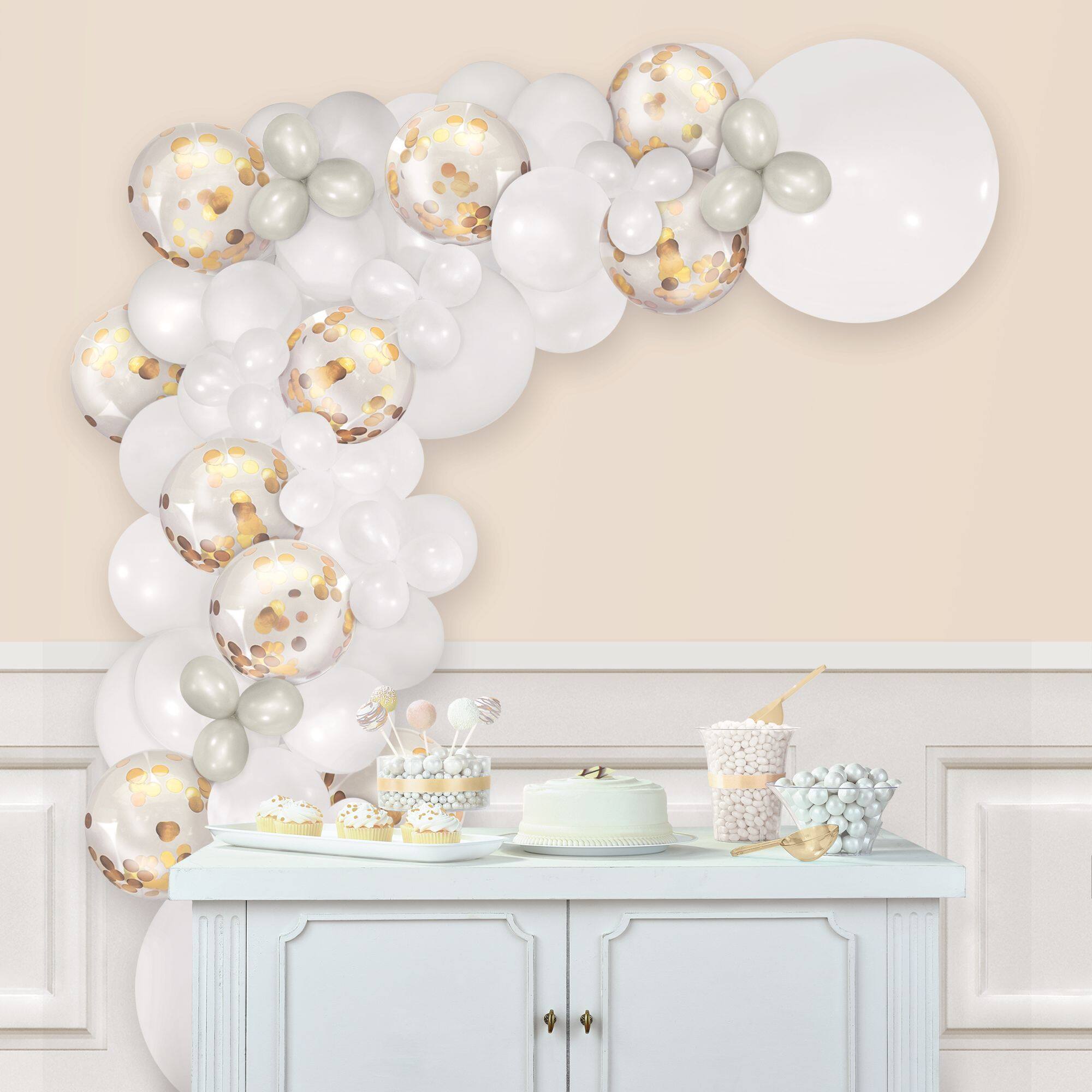 Latex Balloon Garland Arch Kit, Gold, Silver, White