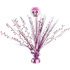 Disney Minnie Mouse Happy Birthday Metallic Spray, Pink, 9.5-inch