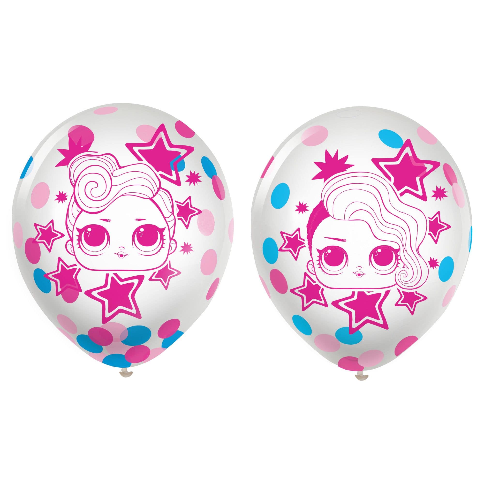 L.O.L. Surprise! Confetti Latex Balloons, Pink/Blue, 12 inch, 6-pk