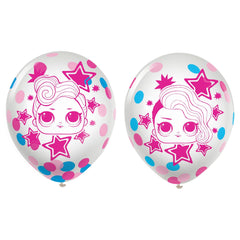 L.O.L. Surprise! Confetti Latex Balloons, Pink/Blue, 12 inch, 6-pk
