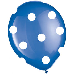 Royal Blue 12-inch Polka Dot Latex Balloons - Bulk Pack