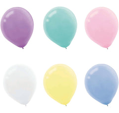 Assorted Pastel Latex Balloons, 12-inch, 72-pk