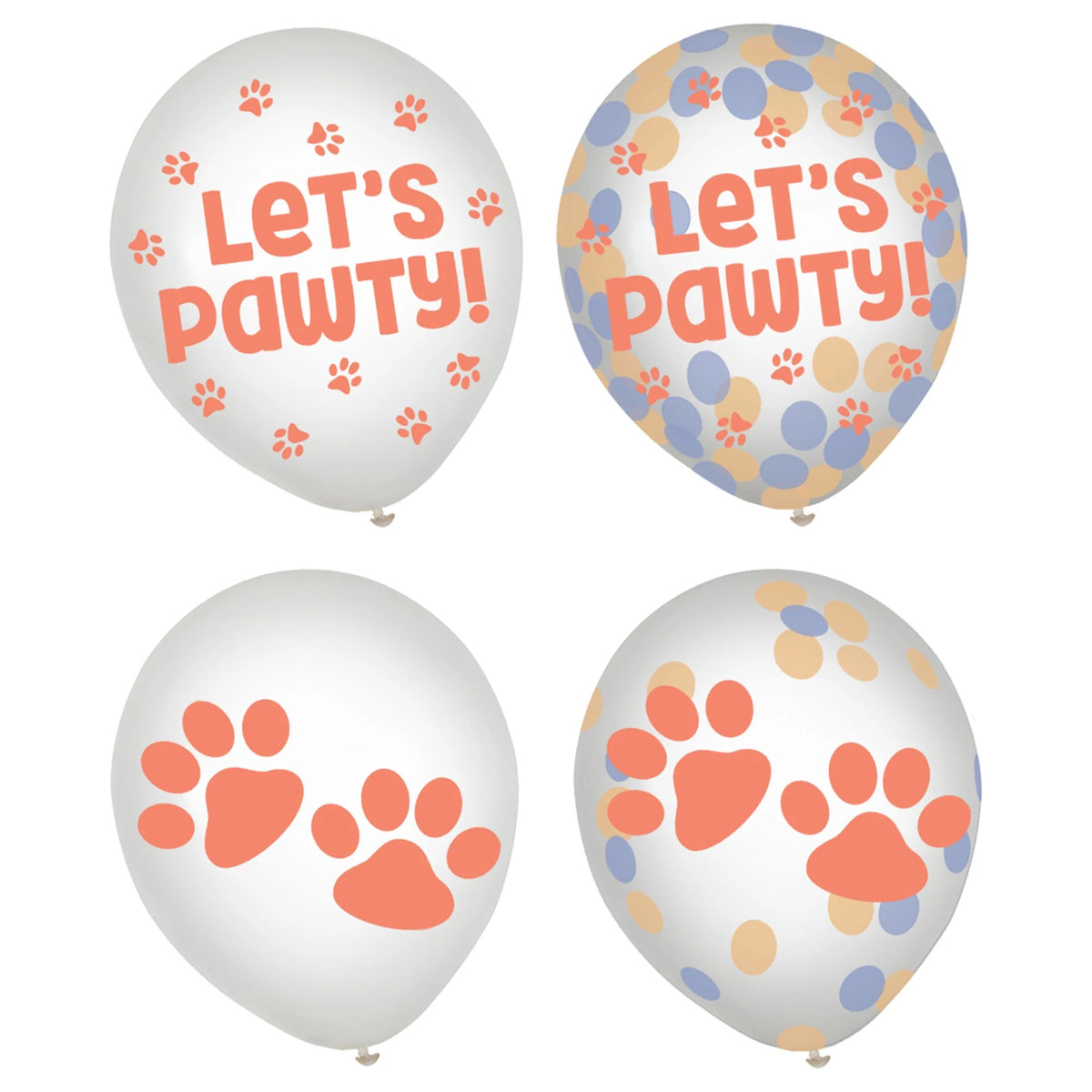 Let's Pawty! Latex Balloons for Kids Birthday, 6-pk