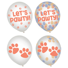 Let's Pawty! Latex Balloons for Kids Birthday, 6-pk