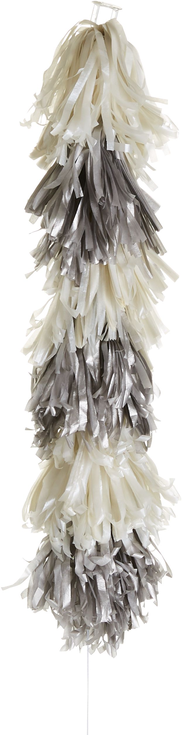Tassel Fringe Balloon Weight Tail Accessory, Silver/White, 6-foot