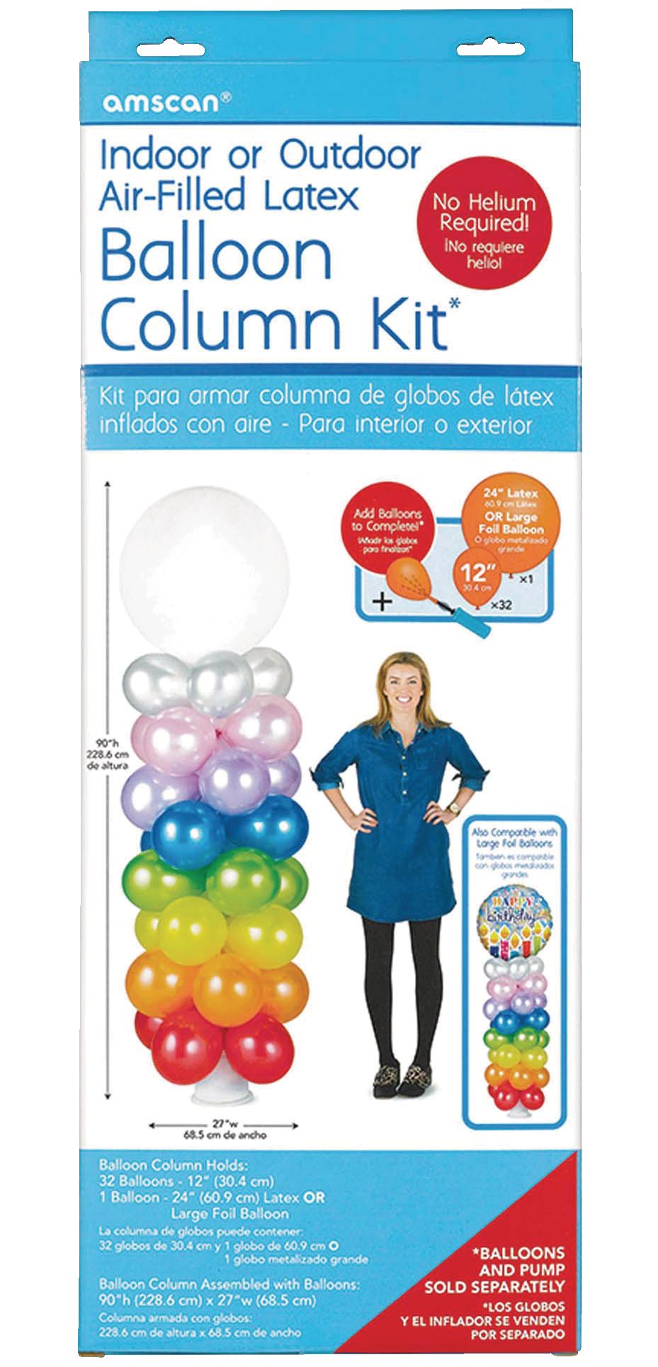 Balloon Column Kit Stand, Clear, 7.5-ft, 23-pk