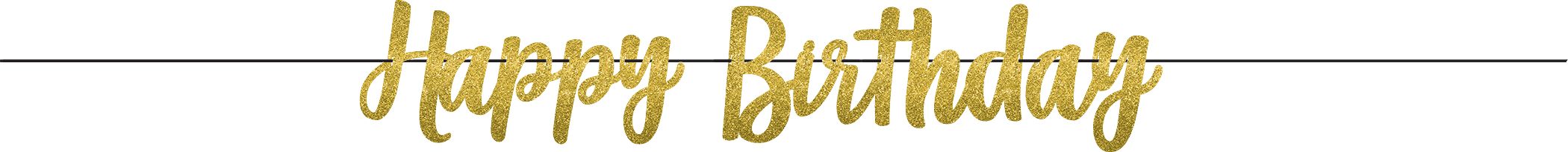 Happy Birthday Glitter Garland Banner, Gold, 12-foot